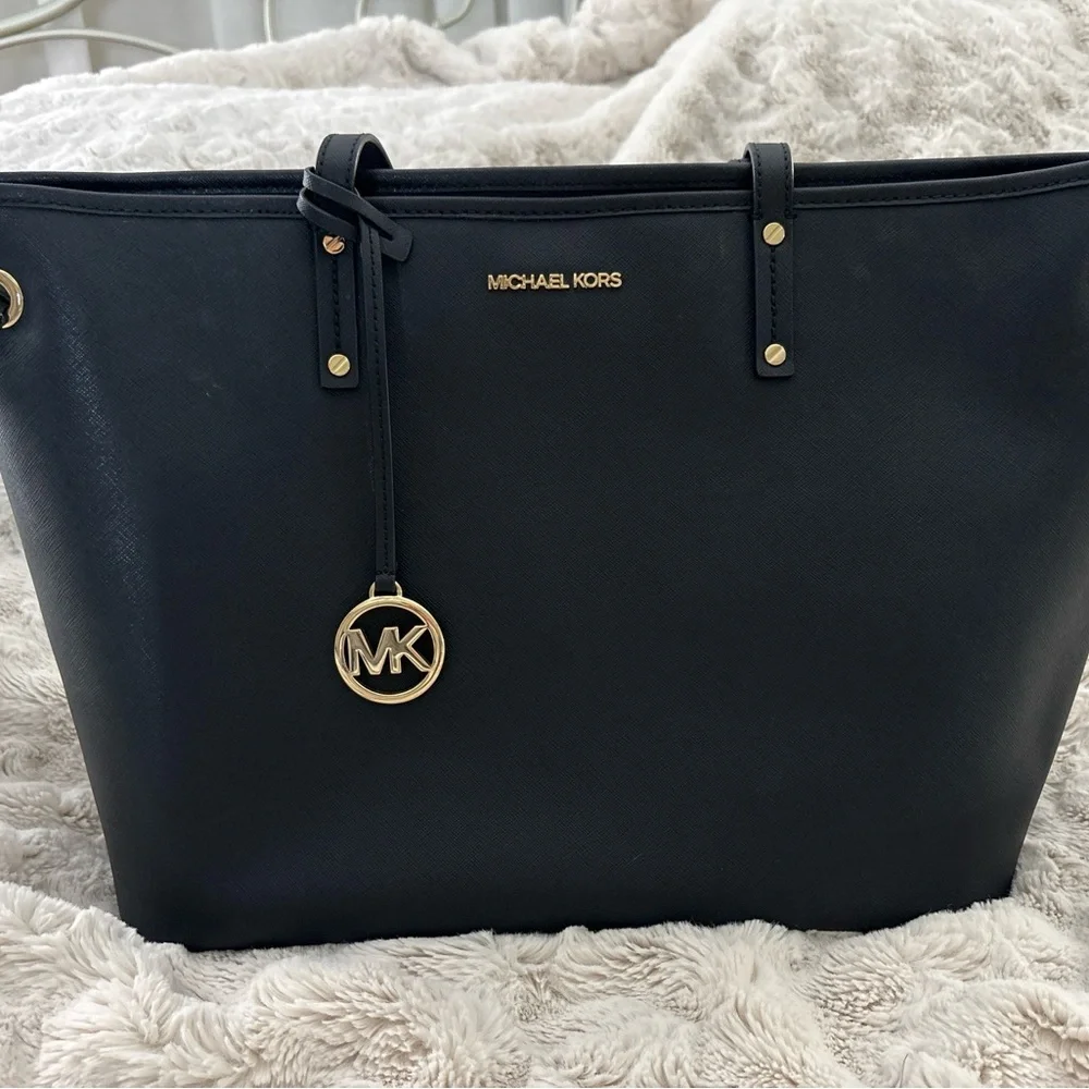 Michael Kors Black Leather Tote Bag - Picture 2 of 5